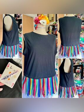 Colorful Fringe Tank Shirt 🌈